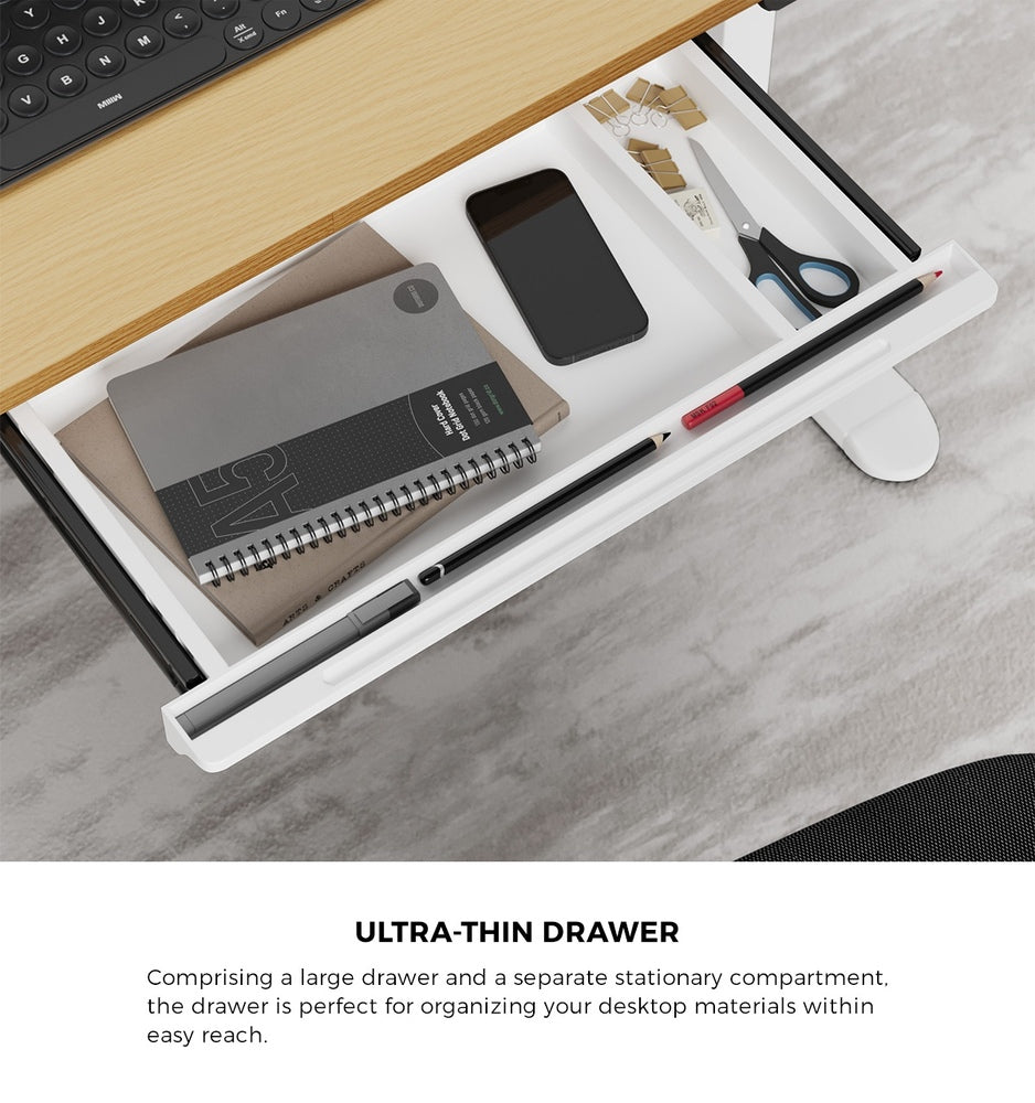 120CM Electric Standing Desk with Drawer Height Adjustable White & Oak