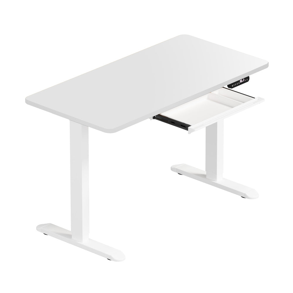 120cm Electric Standing Desk With Drawer Adjustable White