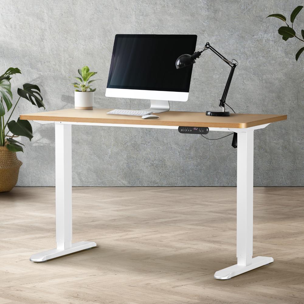 120CM Electric Standing Desk Single Motor White&Oak
