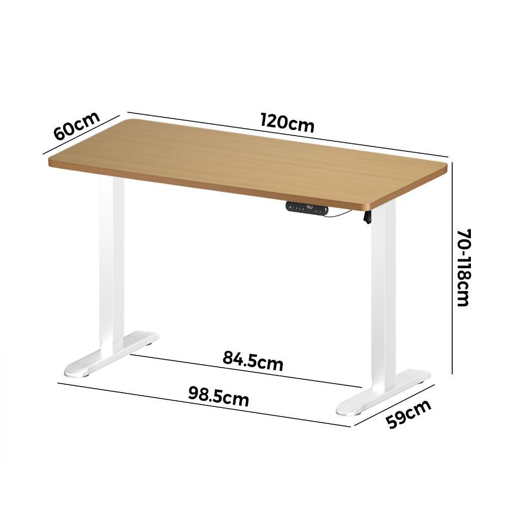 120CM Electric Standing Desk Single Motor White&Oak