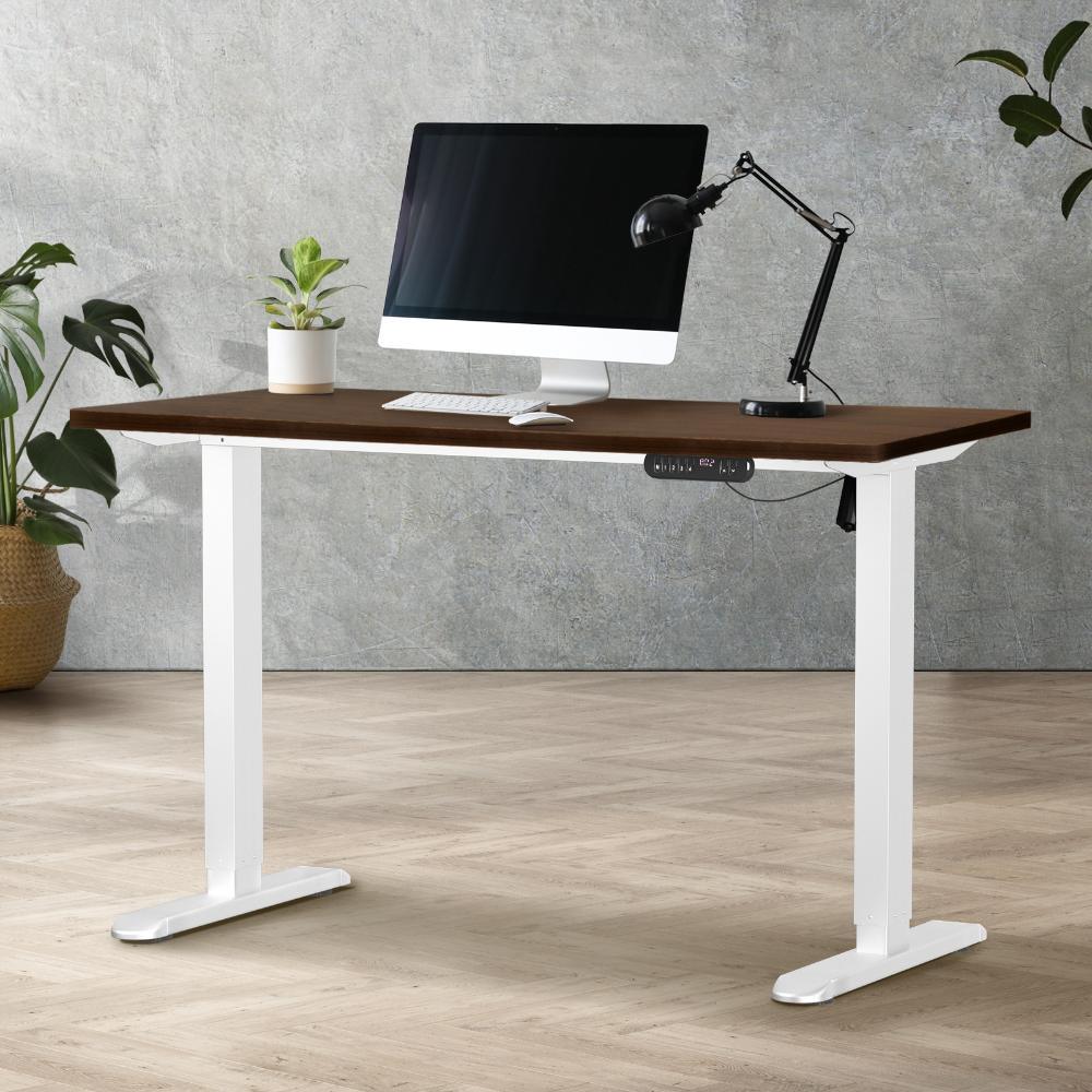 120CM Electric Standing Desk Single Motor White&Walnut