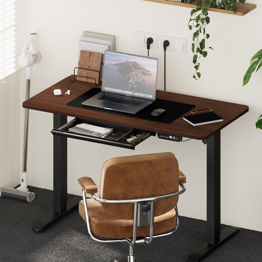 140cm Electric Standing Desk With Drawer Adjustable Black