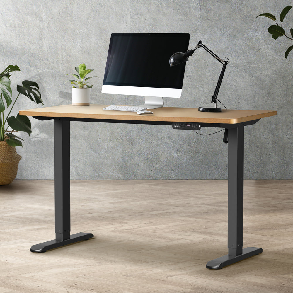 Electric Standing Desk Single Motor Black&Oak 140CM