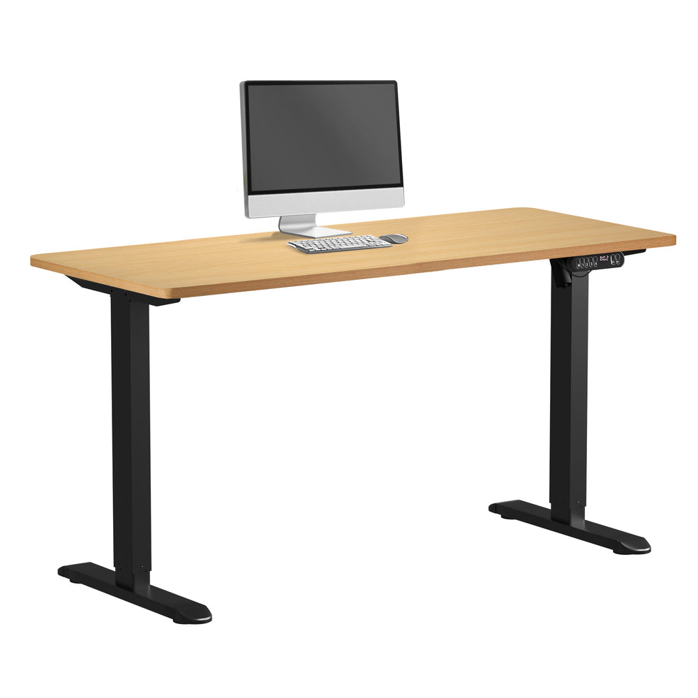 Electric Standing Desk Single Motor Black&Oak 140CM