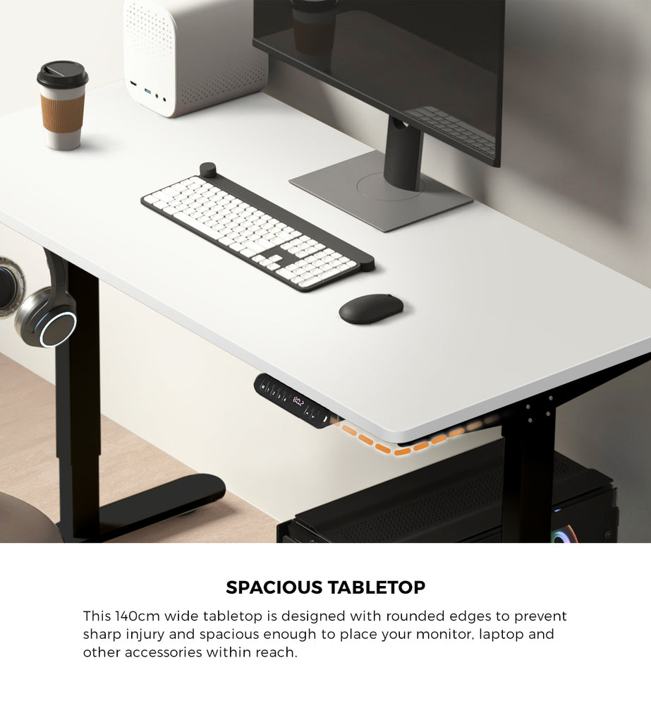 Electric Standing Desk Single Motor Black&White 140CM