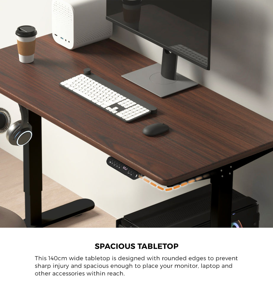 Electric Standing Desk Single Motor Black&Walnut 140CM