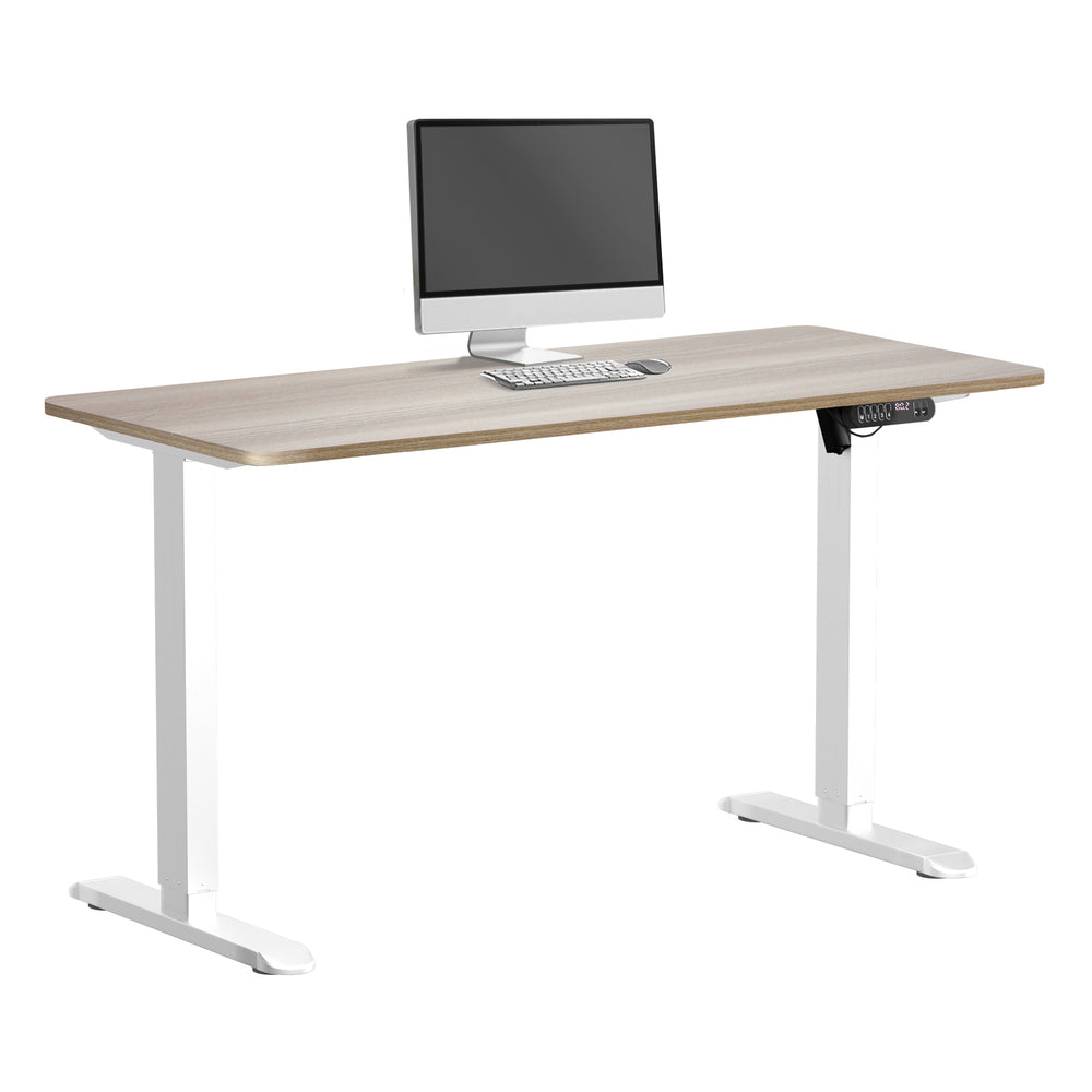 Electric Standing Desk Single Motor White&Grey-Oak 140CM