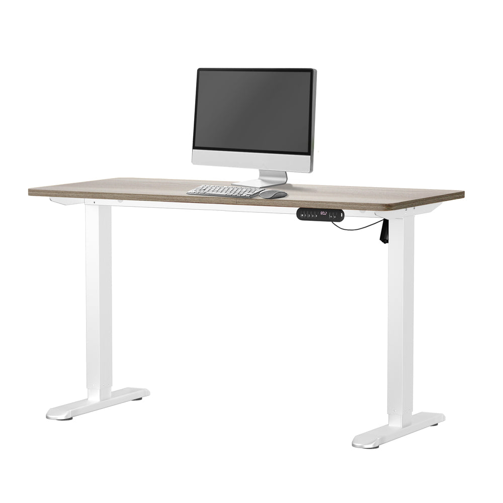 Electric Standing Desk Single Motor White&Grey-Oak 140CM