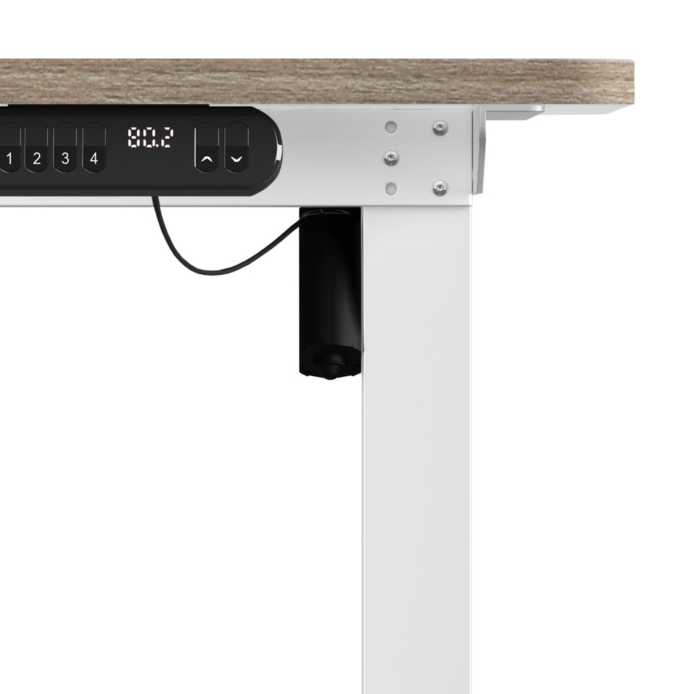 Electric Standing Desk Single Motor White&Grey-Oak 140CM