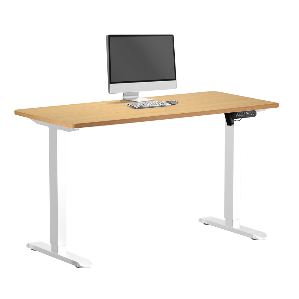 Electric Standing Desk Single Motor White&Oak 140CM