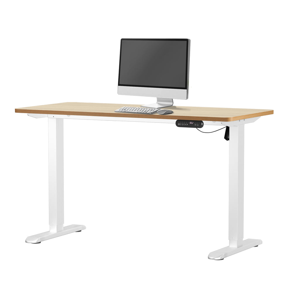 Electric Standing Desk Single Motor White&Oak 140CM