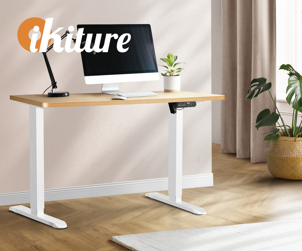 Electric Standing Desk Single Motor White&Oak 140CM
