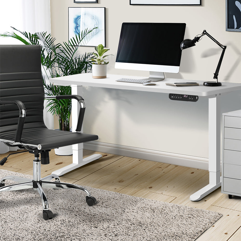 Electric Standing Desk Single Motor White 140CM