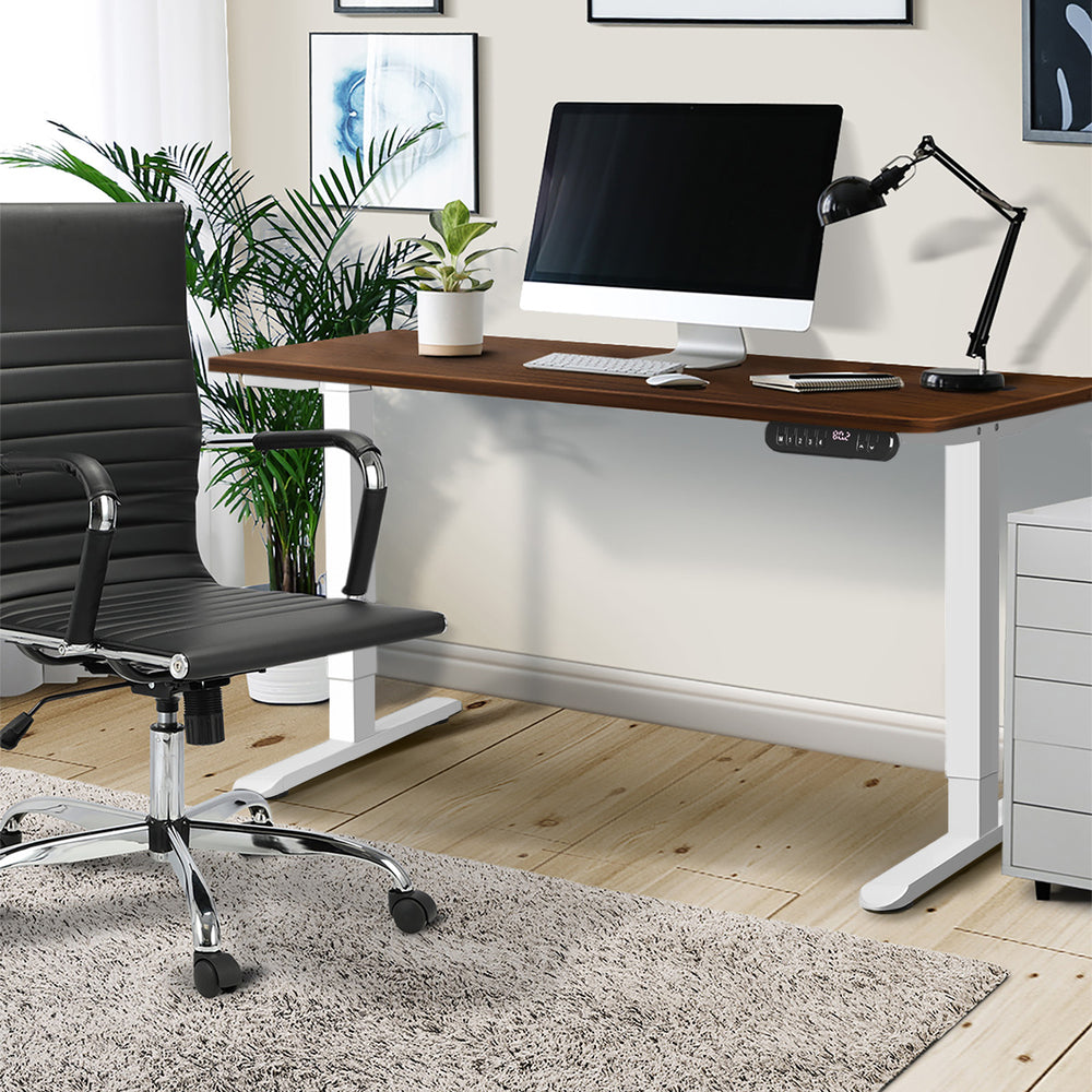 Electric Standing Desk Single Motor White&Walnut 140CM