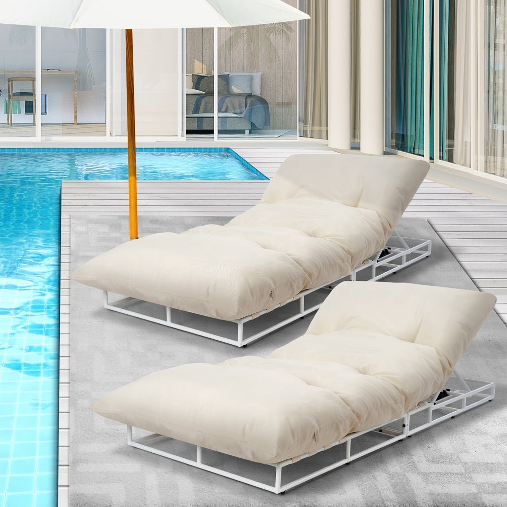 Livsip 2PCS Outdoor Sun Lounge Day Bed Patio Chairs