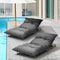 Livsip 2 Piece Outdoor Sun Lounge Bed Adjustable Metal Frame Grey Cushions