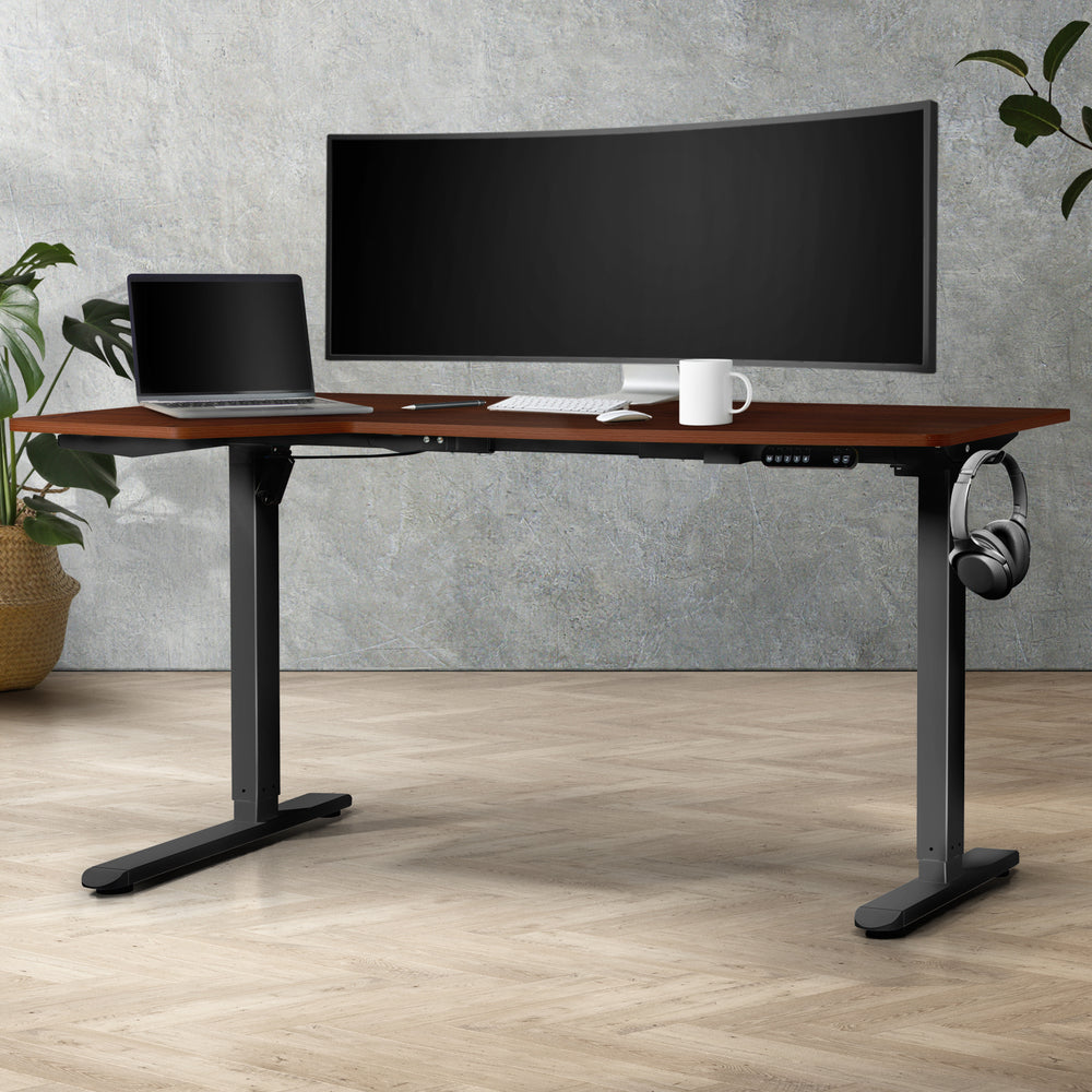 L-shape Electric Standing Desk Single Motor 145CM Black&Walnut