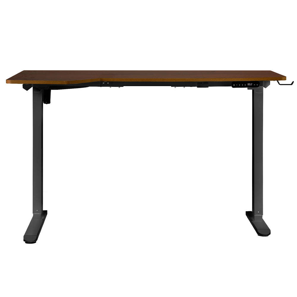L-shape Electric Standing Desk Single Motor 145CM Black&Walnut