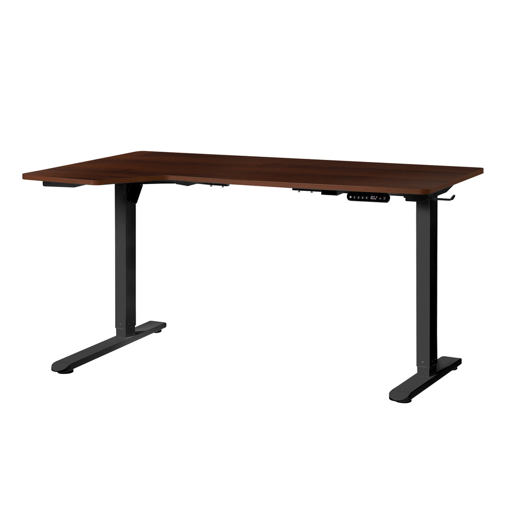 L-shape Electric Standing Desk Single Motor 145CM Black&Walnut