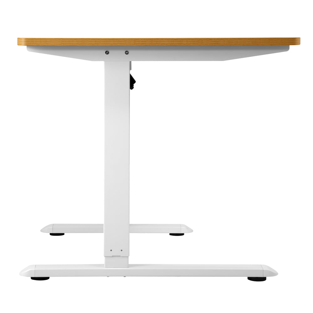 L-shape Electric Standing Desk Single Motor 145CM White&Oak