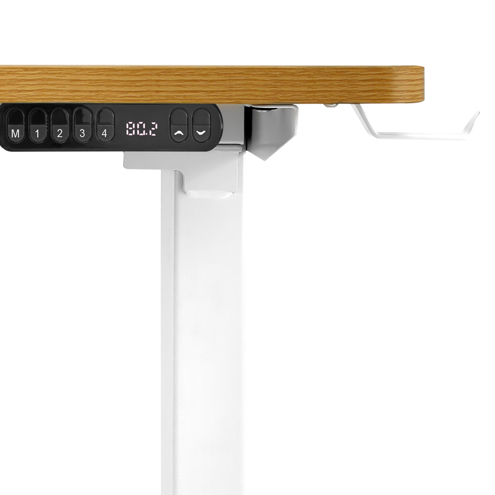 L-shape Electric Standing Desk Single Motor 145CM White&Oak