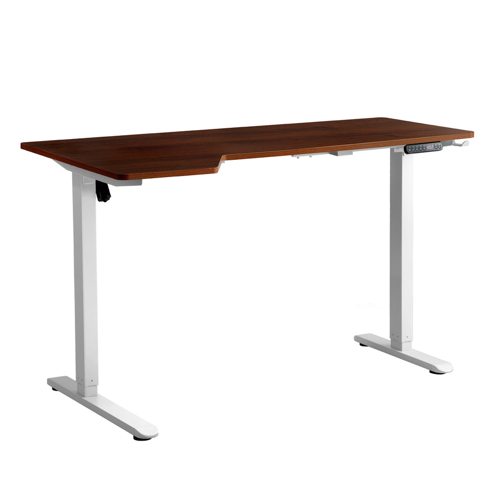 L-shape Electric Standing Desk Single Motor 145CM White&Walnut