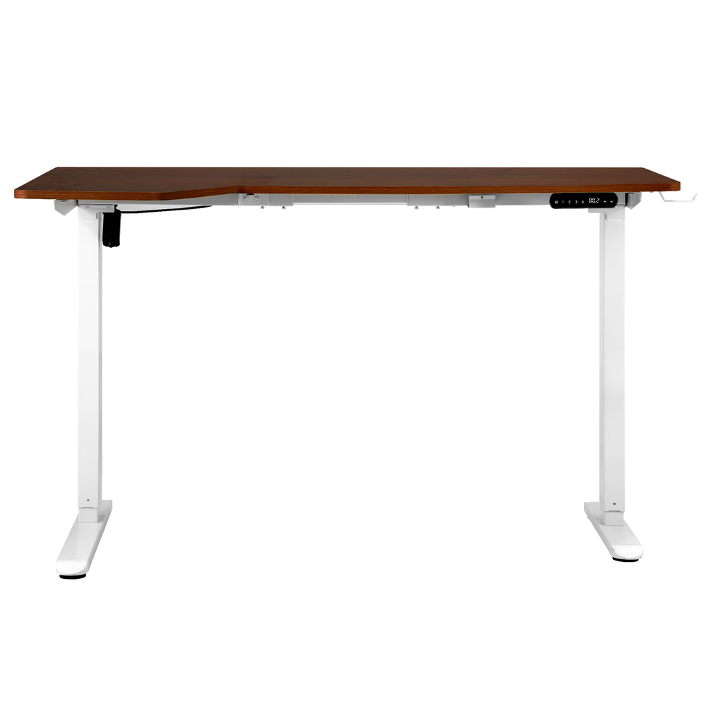 L-shape Electric Standing Desk Single Motor 145CM White&Walnut