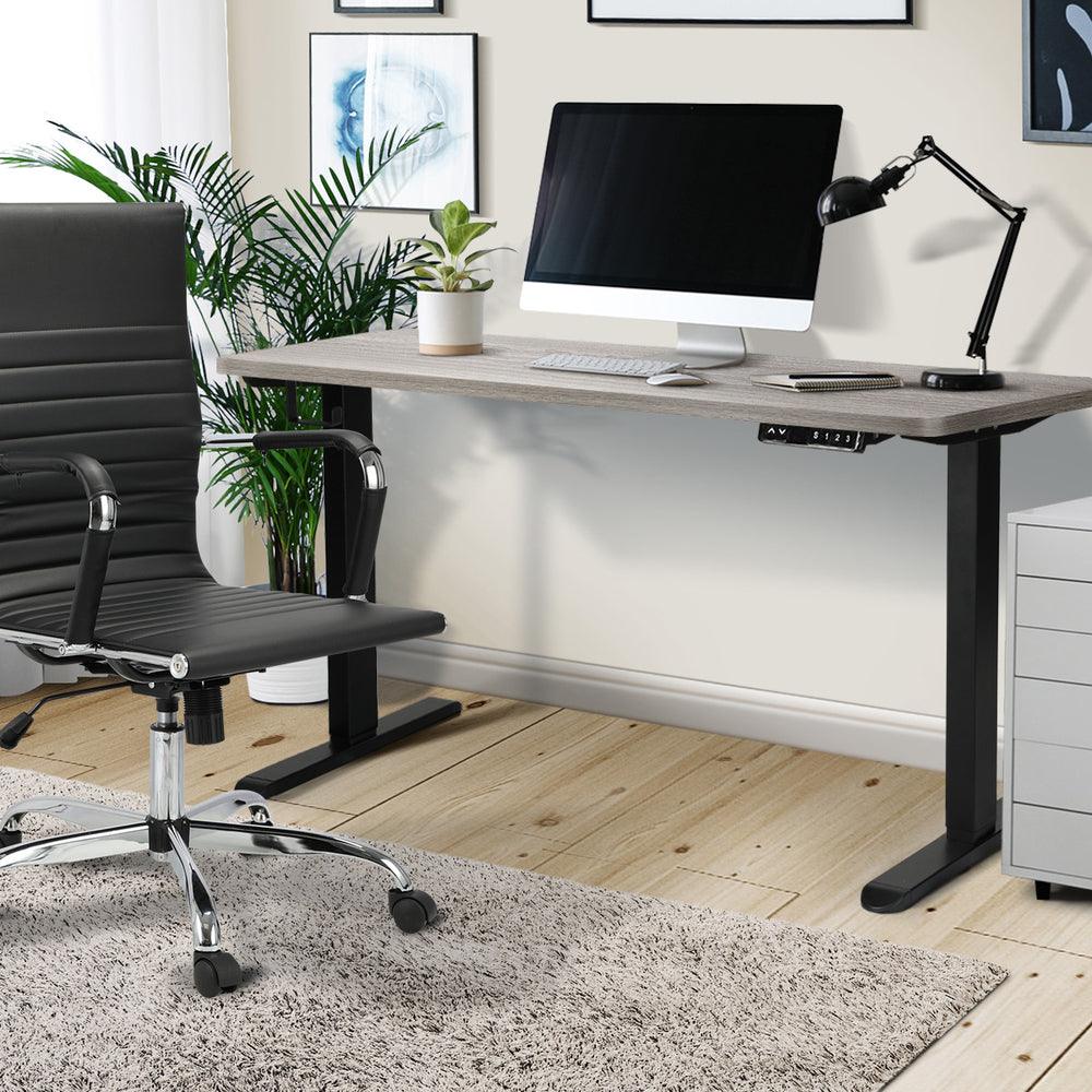 140cm Electric Standing Desk Single Motor Black&Grey-Oak