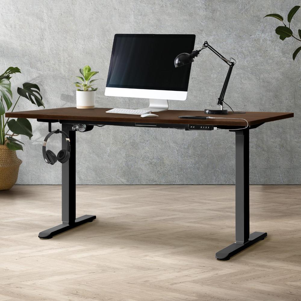 Standing Desk Adjustable Motorised 140cm Black&Walnut