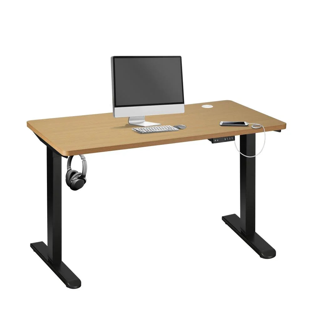 Oikiture Standing Desk Adjustable Motorised 150cm Black&Oak