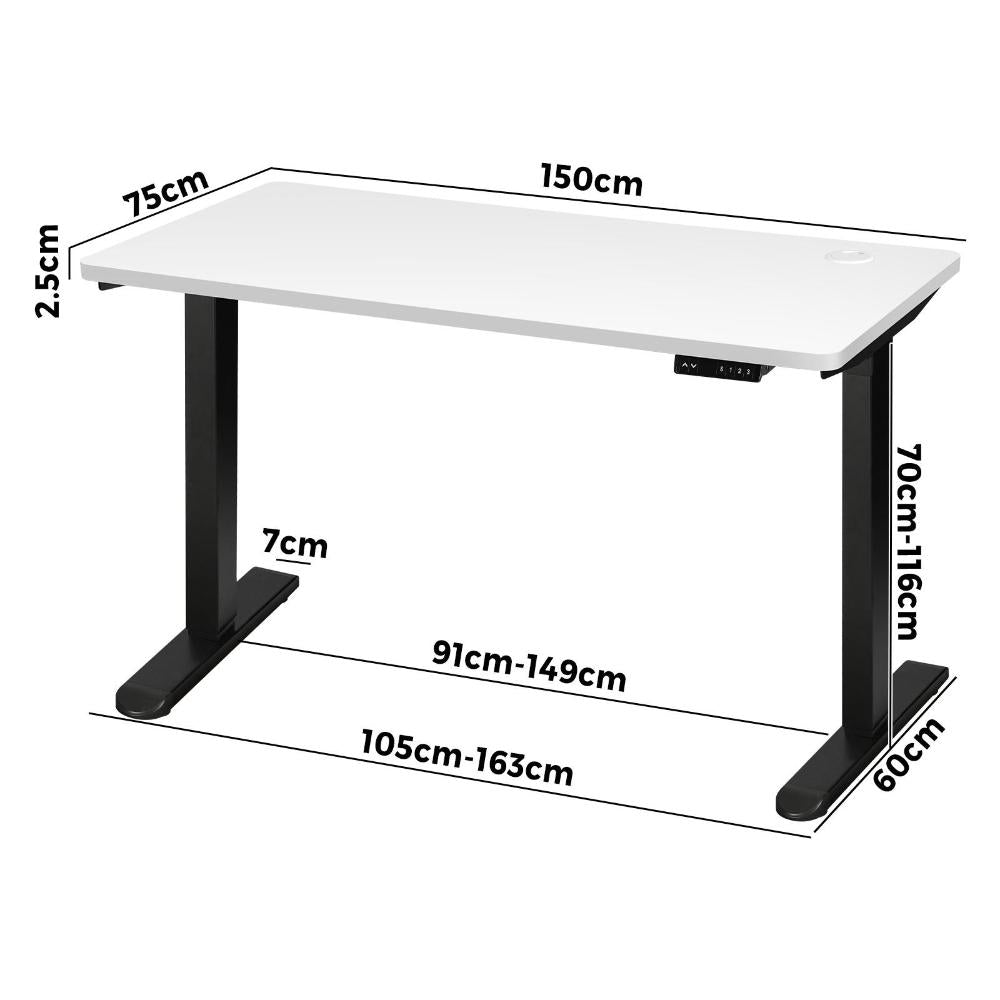 Standing Desk Adjustable Motorised 150 Black&White