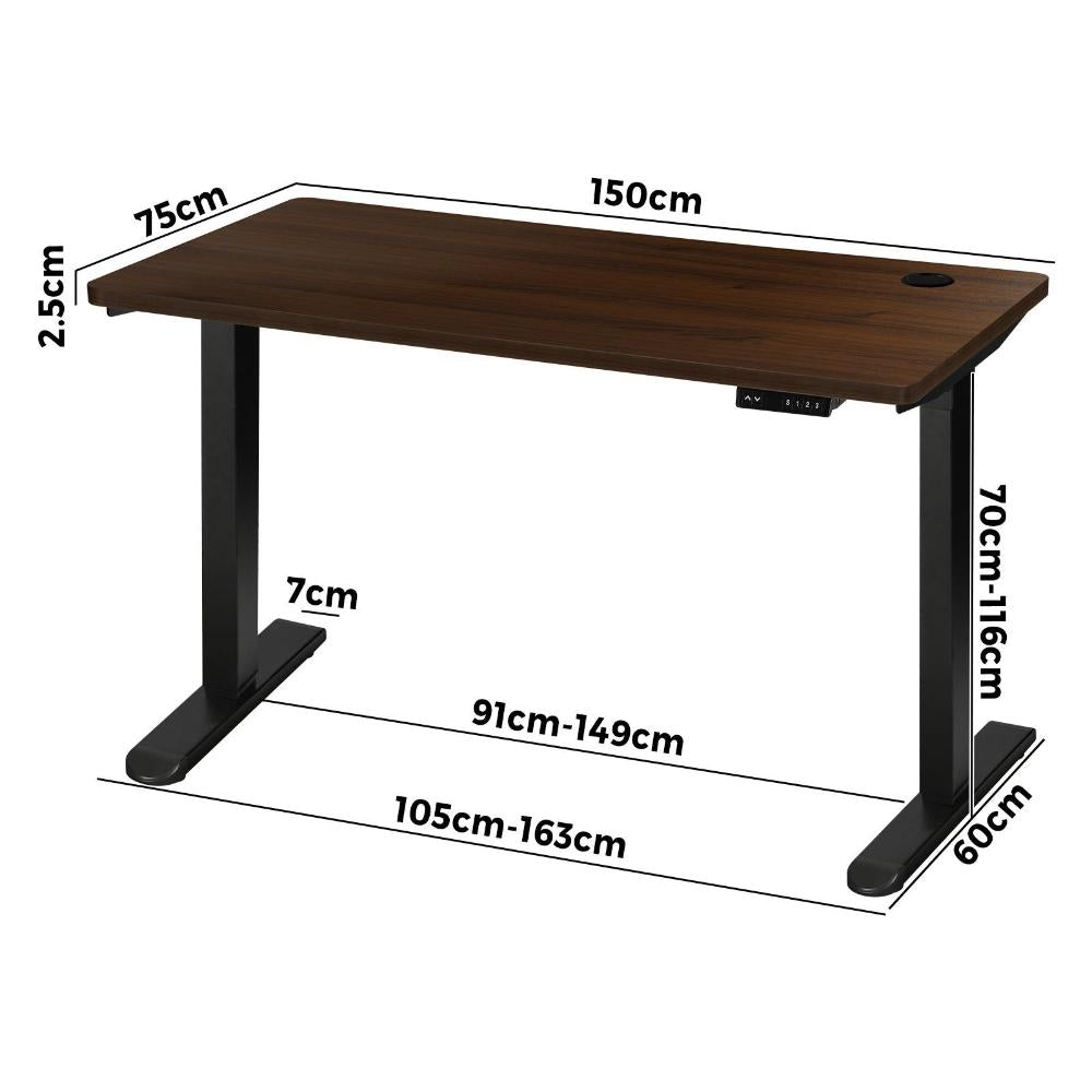Standing Desk Single Motor 150cm Black&Walnut