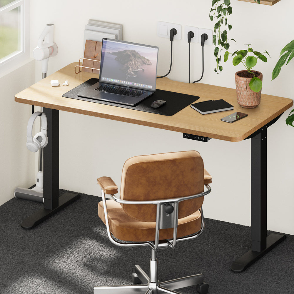 Standing Desk Wireless Charging Single Motor 140CM Black&Oak