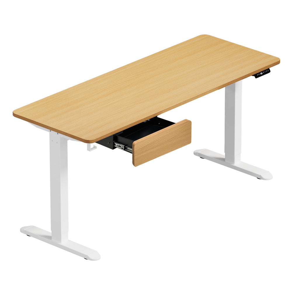 160cm Electric Standing Desk w/ Drawer Adjustable Oak White