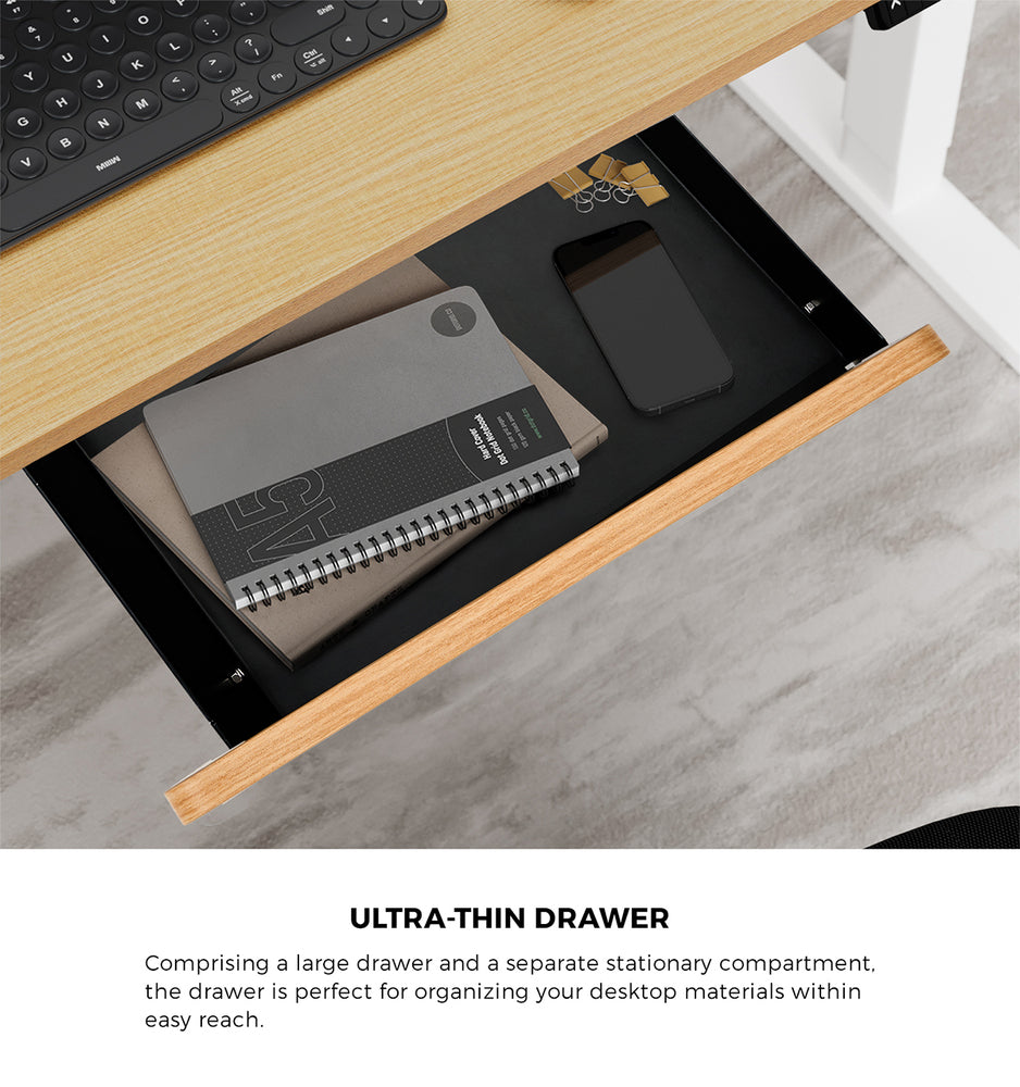 160cm Electric Standing Desk w/ Drawer Adjustable Oak White