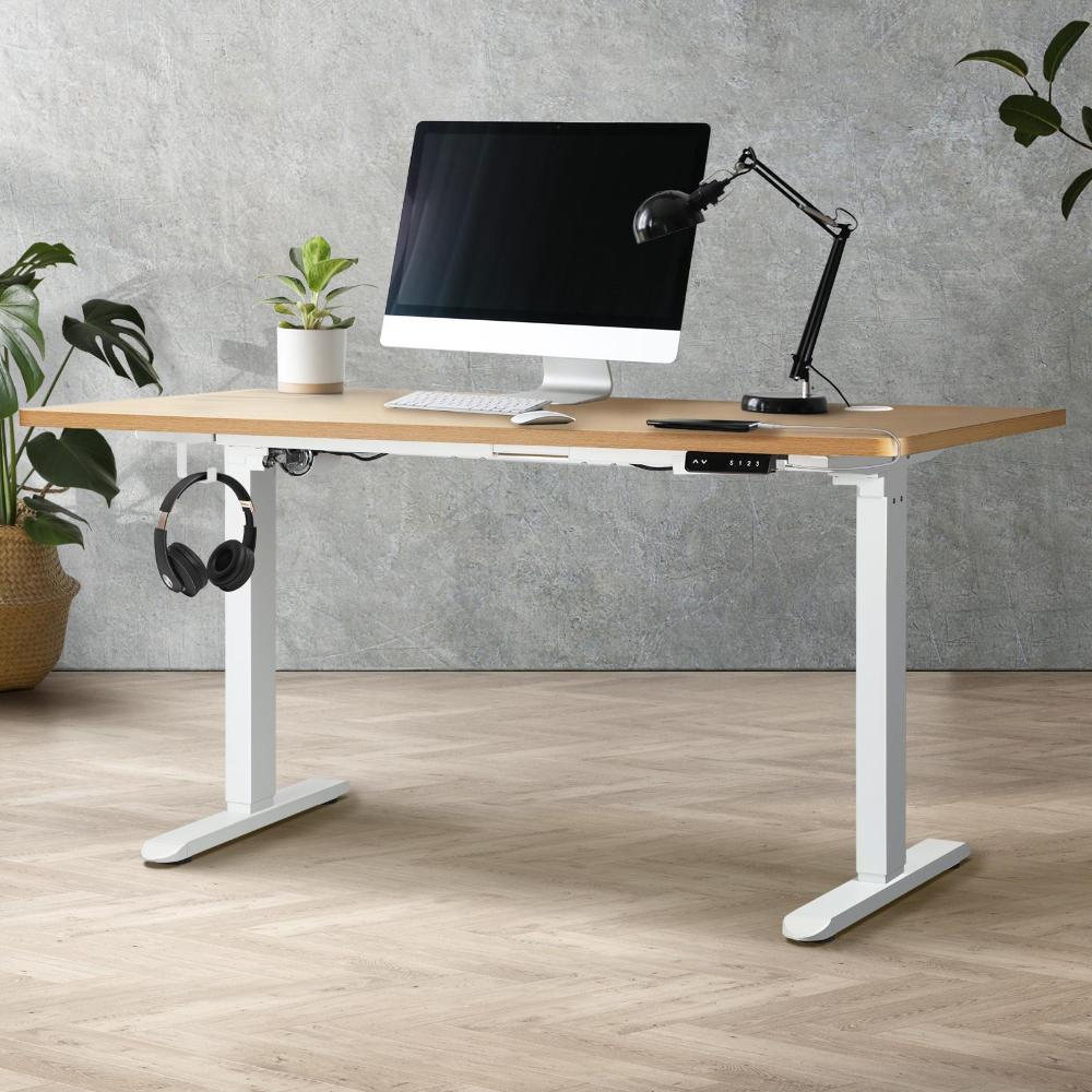 Standing Desk Adjustable Motorised 120cm White&Oak