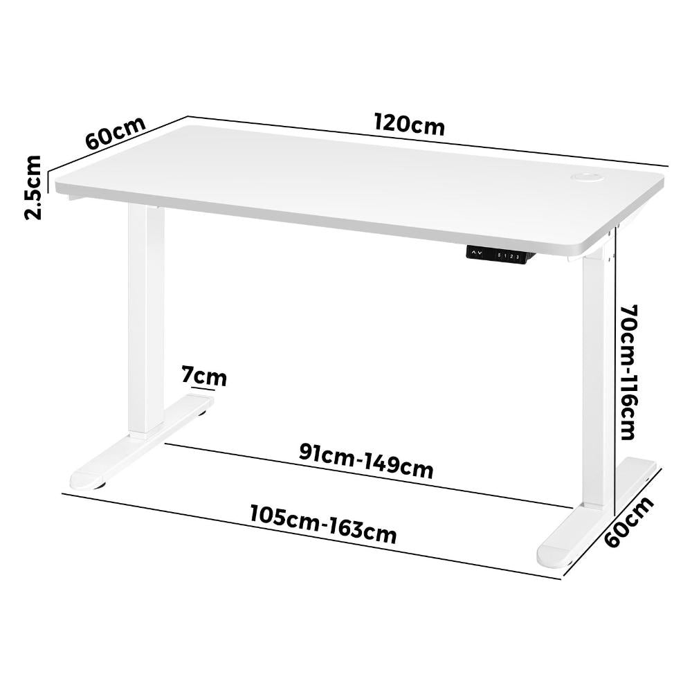 Standing Desk Adjustable Motorised 120cm White