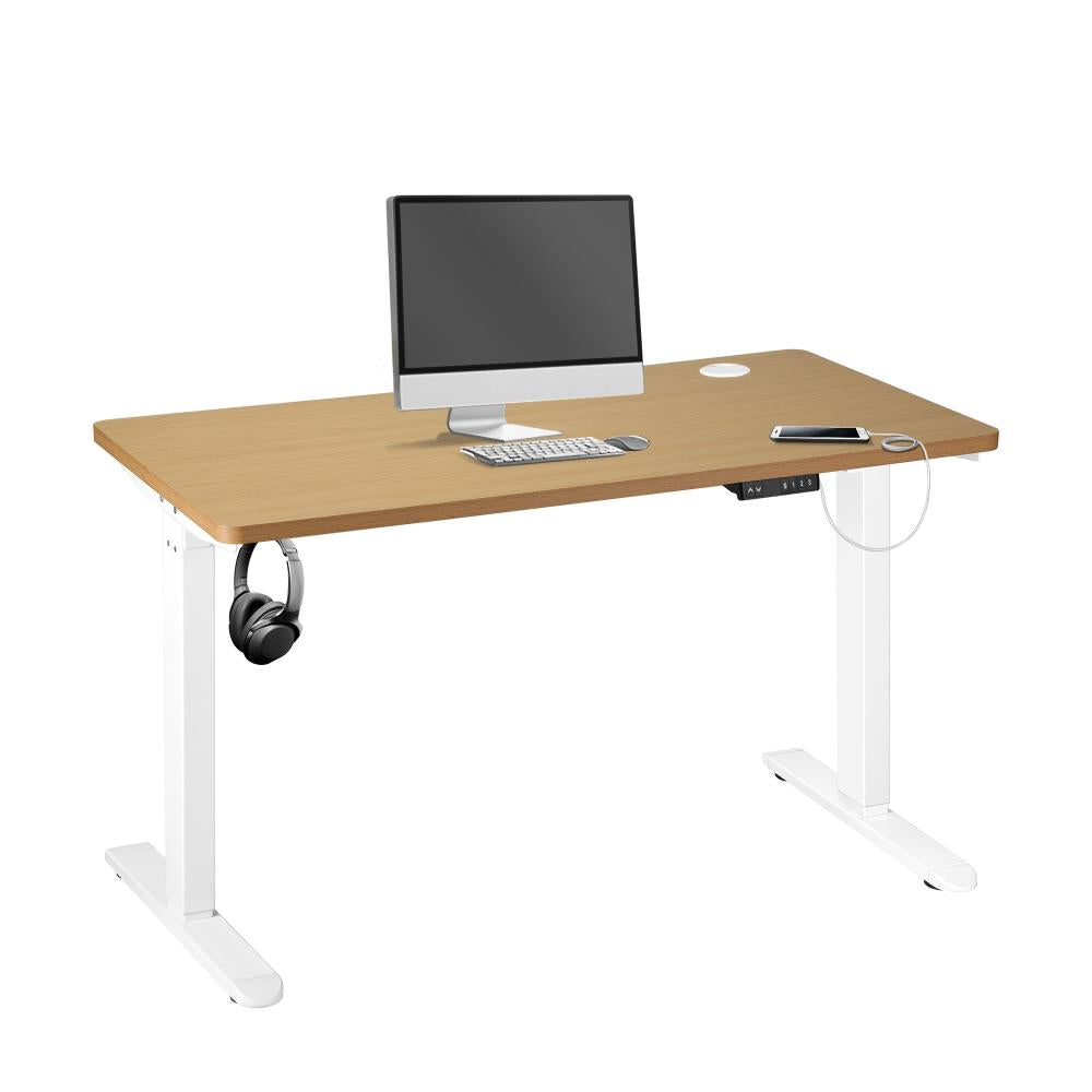 Standing Desk Adjustable Motorised 140cm White&Oak