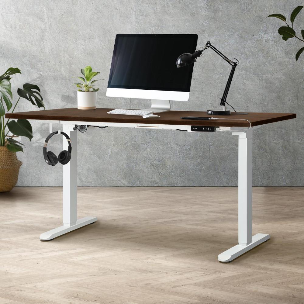 Standing Desk Adjustable Motorised 150cm White&Walnut