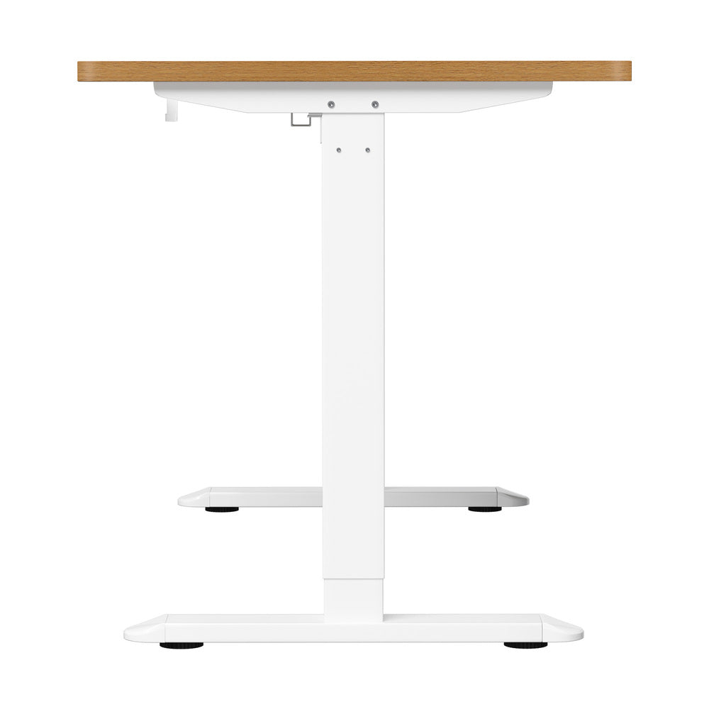 Standing Desk Wireless Charging Single Motor 140CM White&Oak