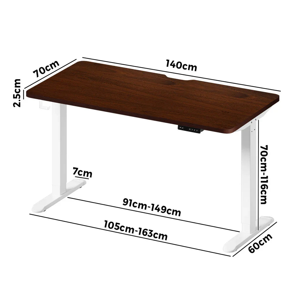 Oikiture Standing Desk Wireless Charging Single Motor 140CM White&Walnut