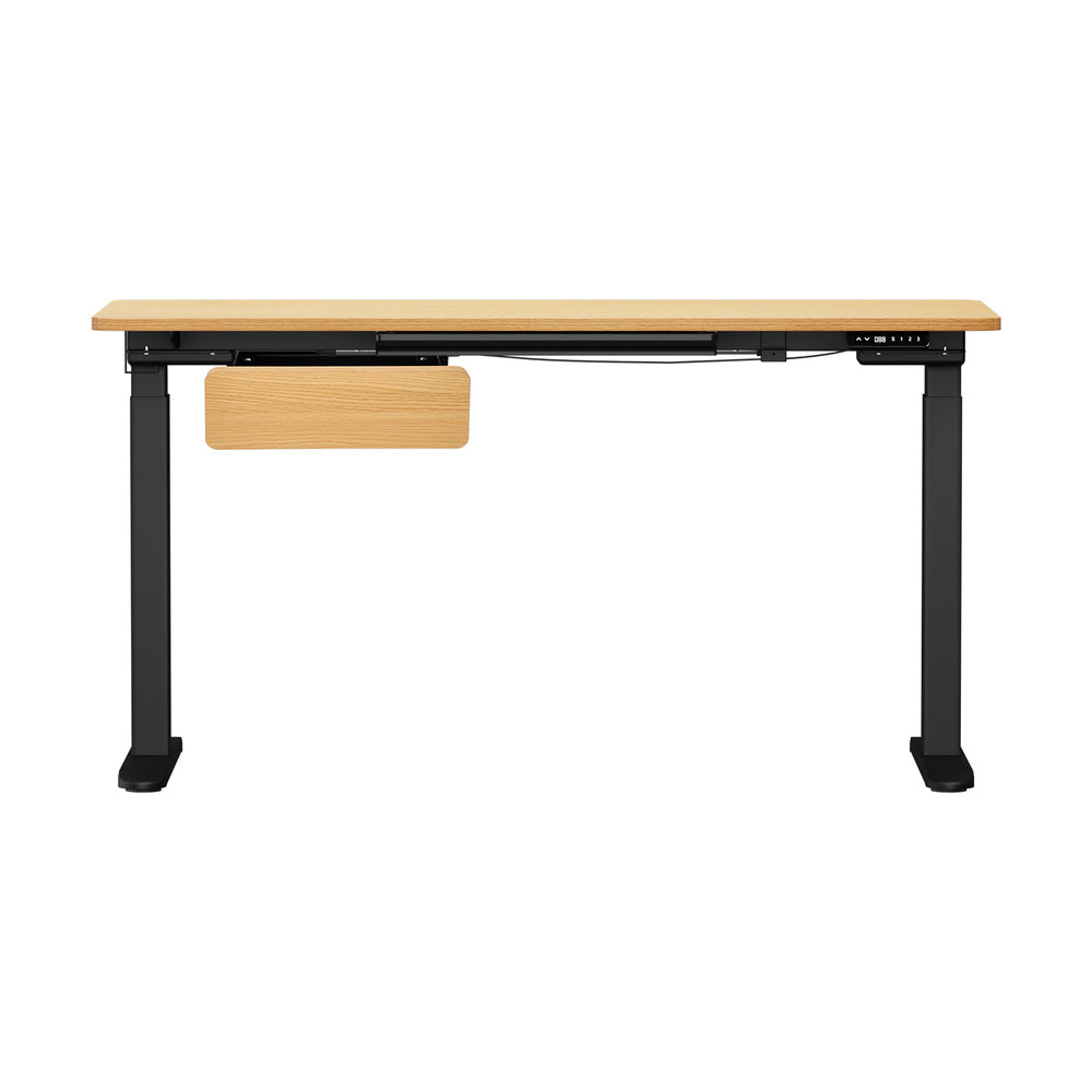 160cm Electric Standing Desk with Drawer Adjustable Oak Black