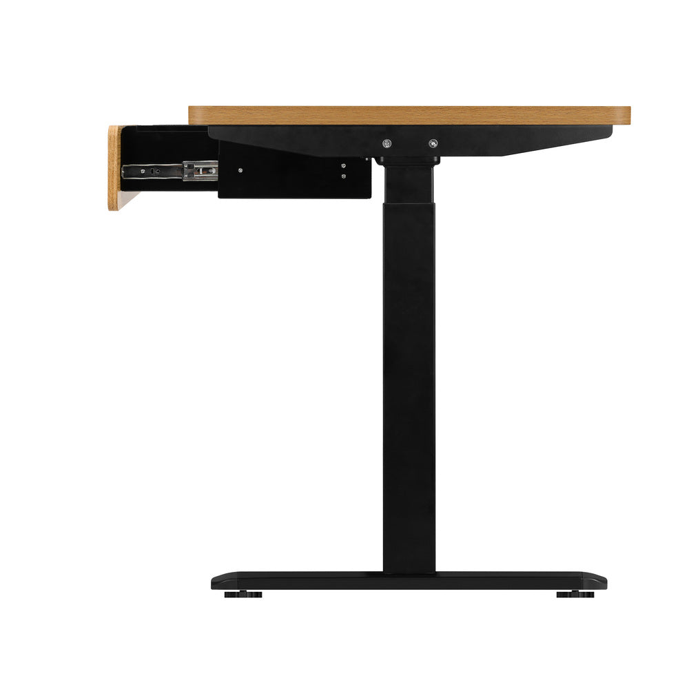 160cm Electric Standing Desk with Drawer Adjustable Oak Black