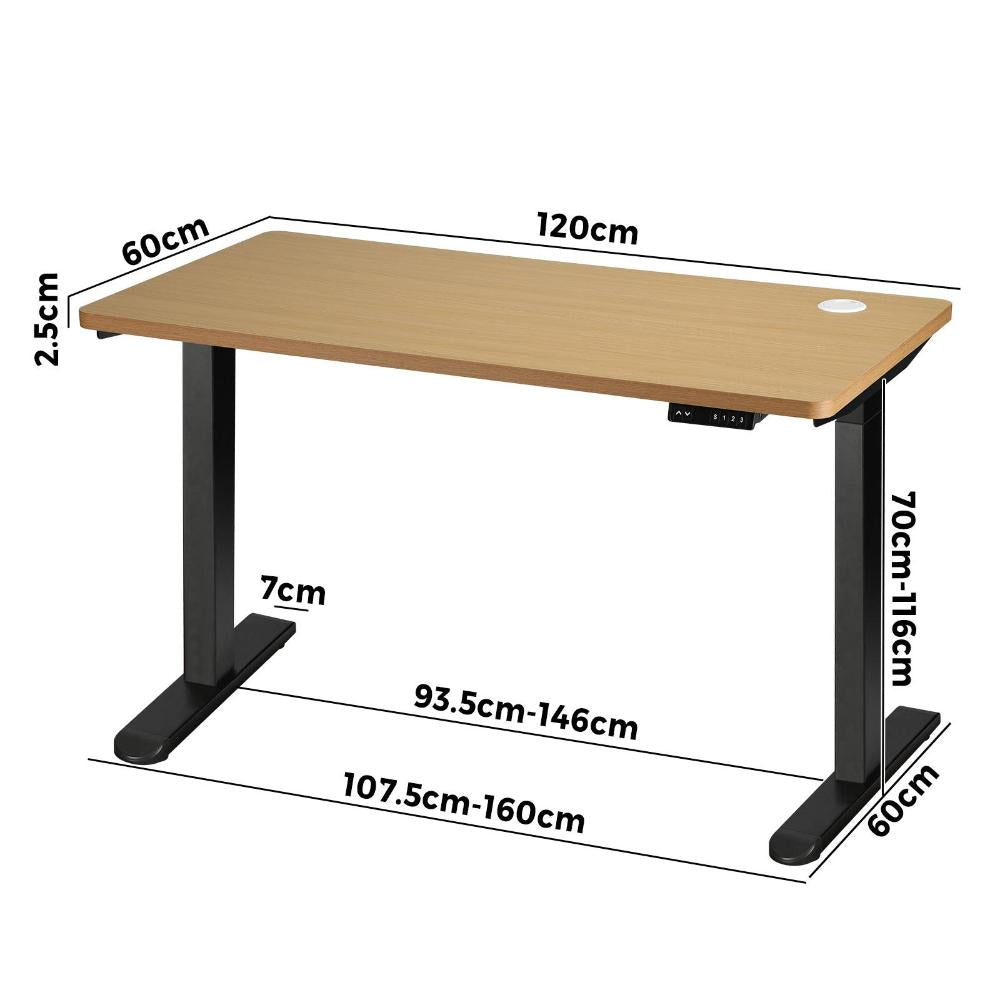 Standing Desk Dual Motor Adjustable 120cm Black&OAK