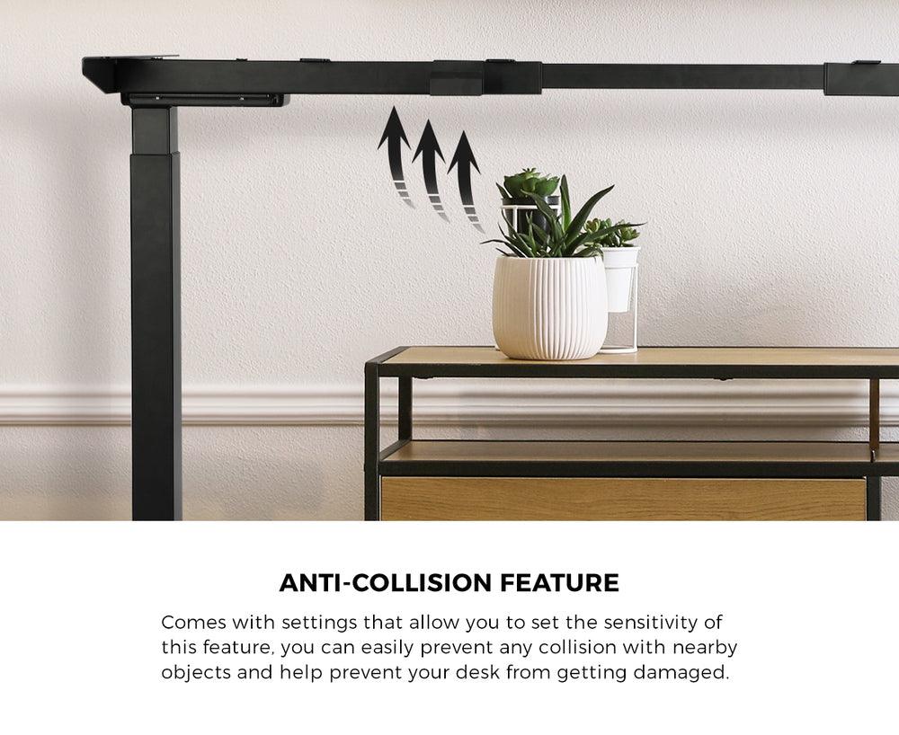 140cm Electric Standing Desk Dual Motor Black&Grey-Oak