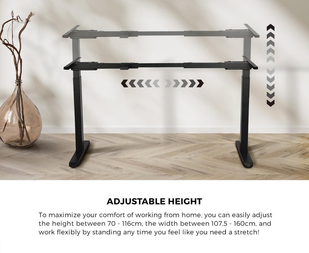 140cm Electric Standing Desk Dual Motor Black&Grey-Oak