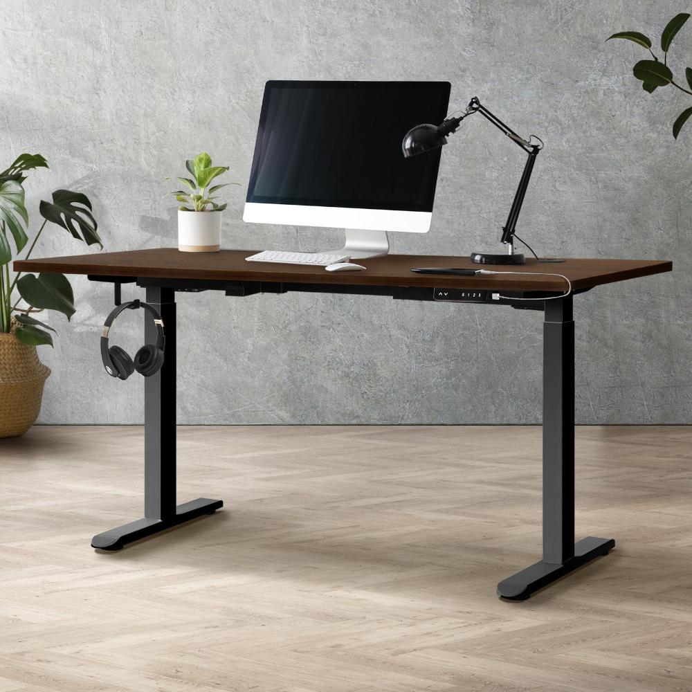 Standing Desk Dual Motor Adjustable 140cm Black&Walnut