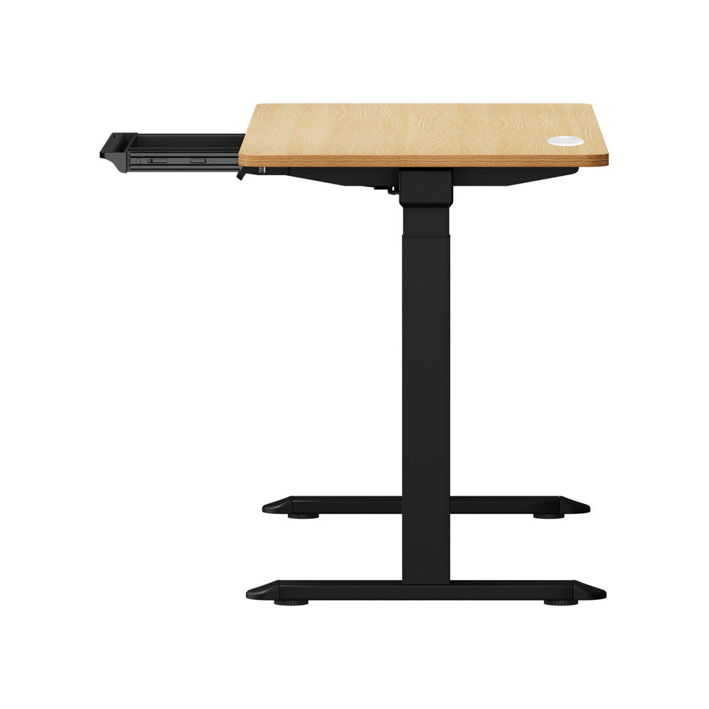 150cm Electric Standing Desk with Drawer Adjustable Black Oak