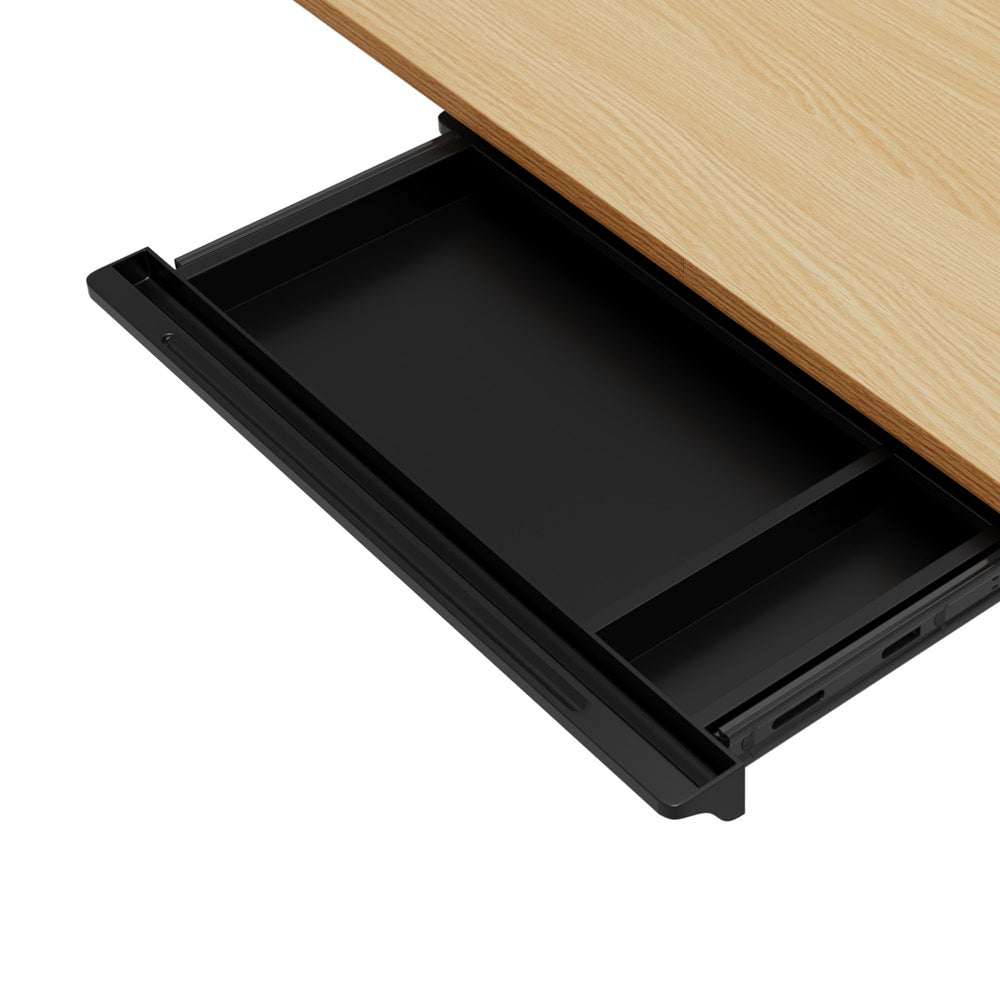 150cm Electric Standing Desk with Drawer Adjustable Black Oak