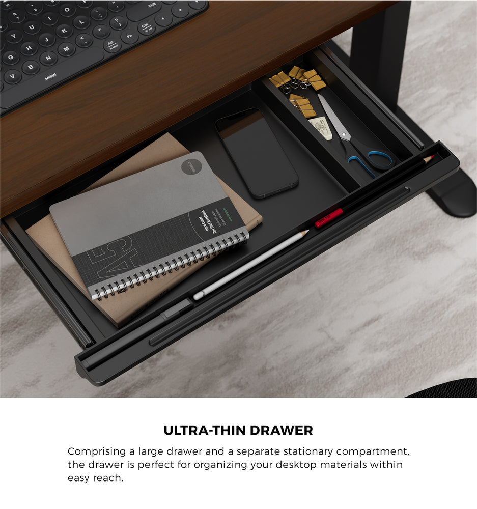 150cm Electric Standing Desk with Drawer Adjustable Black Walnut